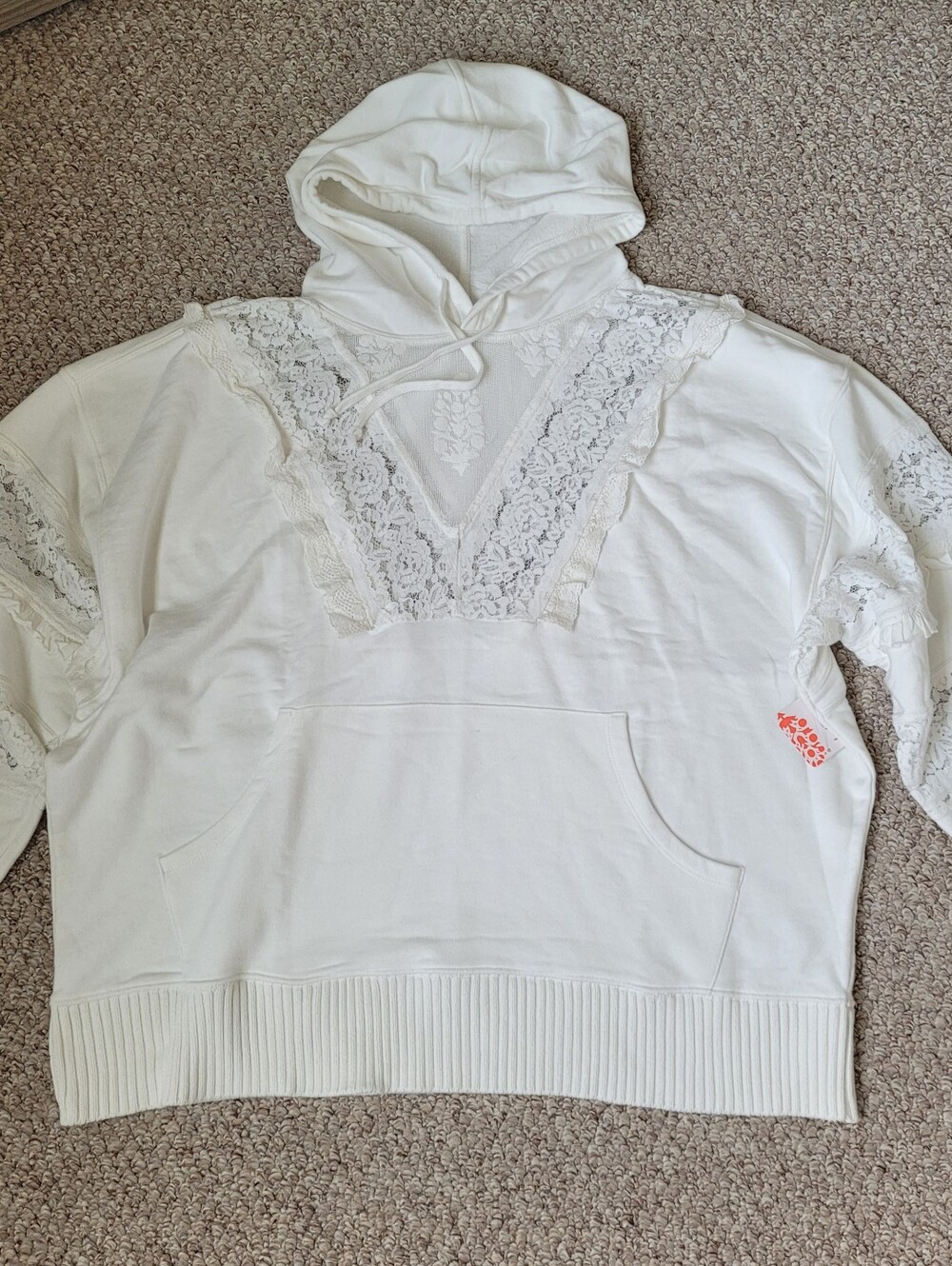 New Free People Movement Sweatshirt Hooded With Lace Detailing - Picture 9 of 12